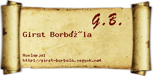 Girst Borbála névjegykártya